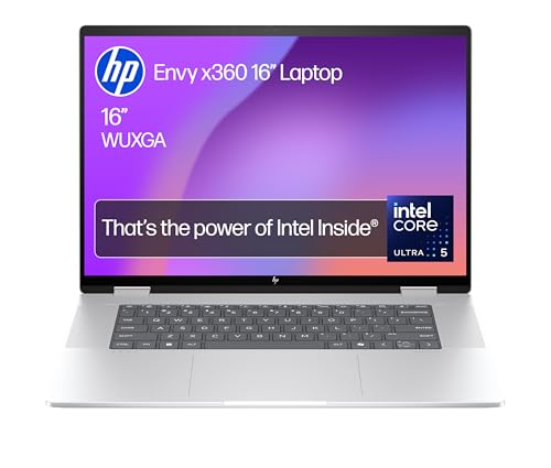 HP Envy x360 16" 2in1 Laptop | Intel Core Ultra 5-125U Processor | Built-in AI | 8 GB RAM | 512 GB SSD | Intel Arc Graphics | WUXGA Touchscreen | Up to 19.25hrs battery | Win 11 | Silver | 16-ac0000sa