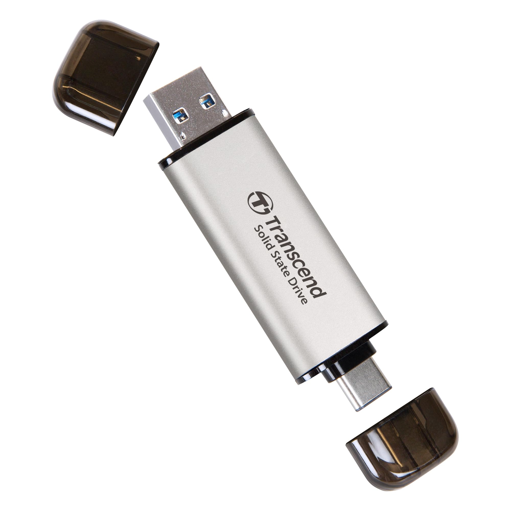 Transcend 1TB Portable SSD High Speed Up to 1050 MB/s,Ultra Small, Supports Type-A/Type-C PS4/PS5 Tested to Work with USB 10Gbps, Silver - TS1TESD310S