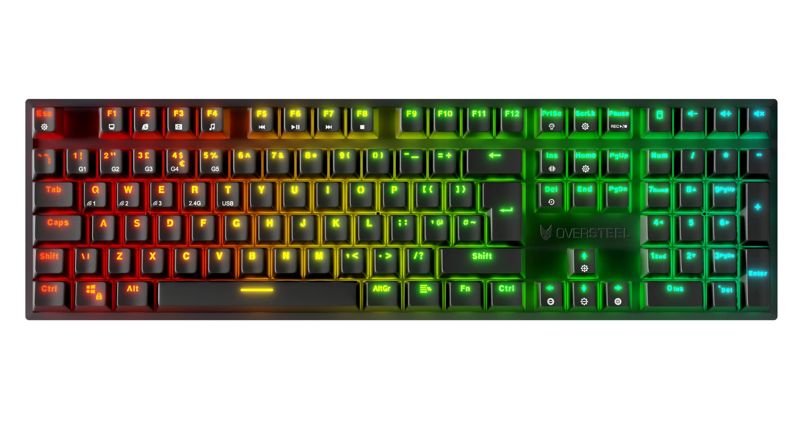 Oversteel - KOVAR Wireless Gaming Keyboard, RGB Backlit, Mechanical Switch Outemu Red, Anti-Ghosting, English Layout PC/MAC/Android