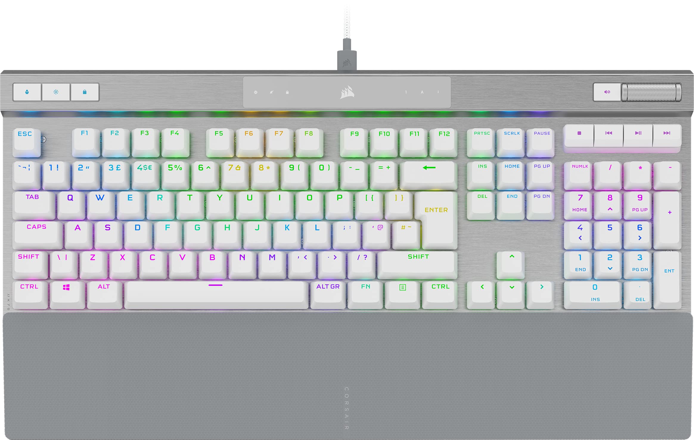 CORSAIR K70 PRO RGB Optical-Mechanical Wired Gaming Keyboard – OPX Linear Switches – PBT Double-Shot Keycaps – iCUE Compatible – QWERTY UK – PC, Xbox – White