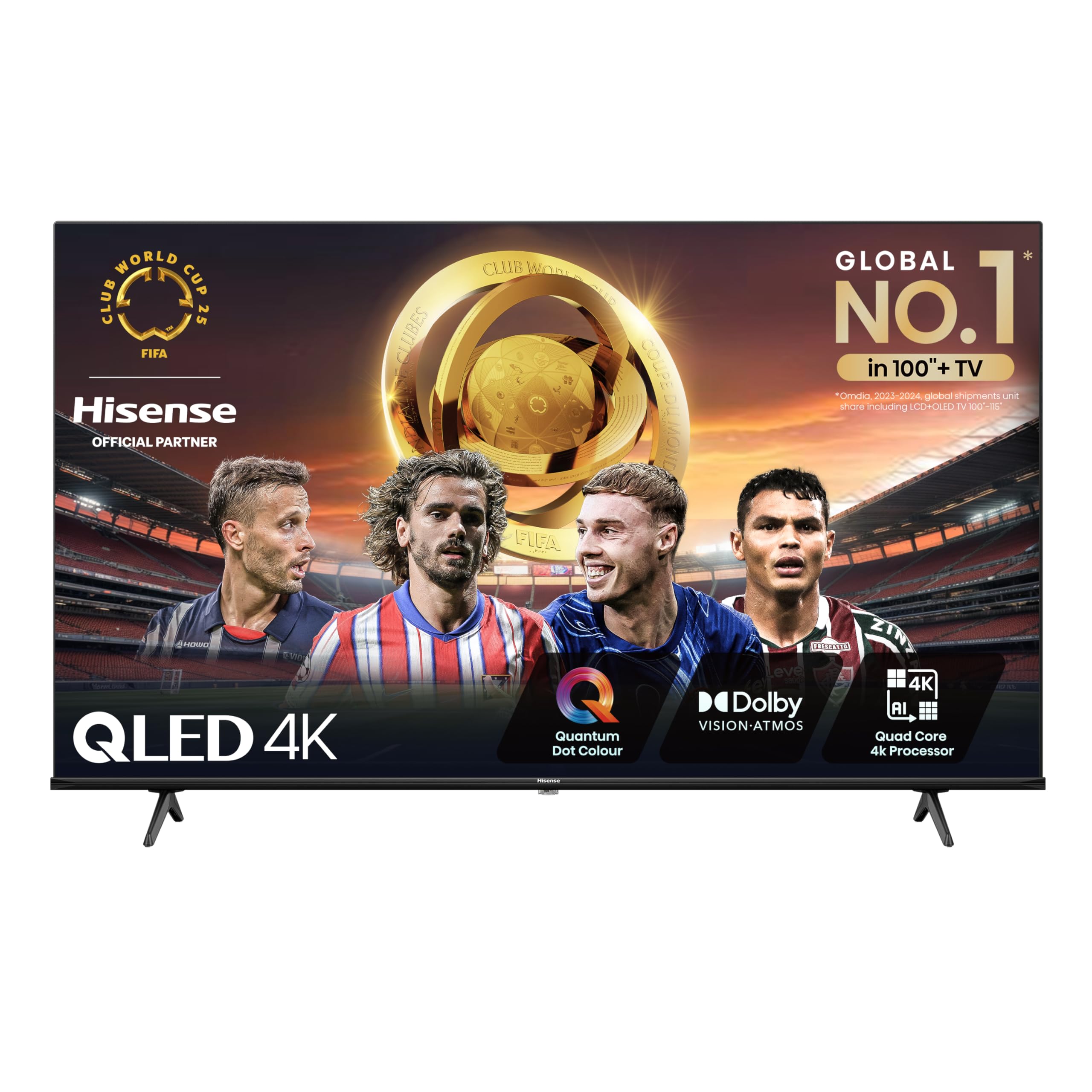 Hisense 43 Inch 4K QLED Smart TV 43E7NQTUK - Quantum Dot Colour, 4K AI Processor, Dolby Vision Atmos, Smooth Motion, Sports Mode, Vidaa OS with Freely, Youtube, Netflix and Disney+ (2024 Model)